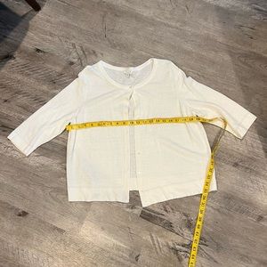 JJill button up quarter sleeve cream cardigan, size large